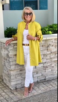 Solid Color Long Cotton Shirt Jackets Women Swing Shap Flattering Gathered Yolk At The Back