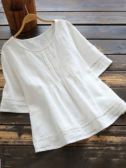 Women's Casual Solid Color Linen Top