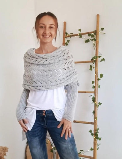 🧣🧣Knitted Cable Wrap, Shrugs For Women, Knitted Wrap