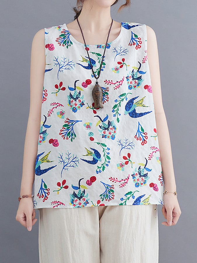 Women's Loose Floral Print Tank Top