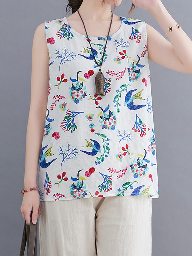 Women's Loose Floral Print Tank Top