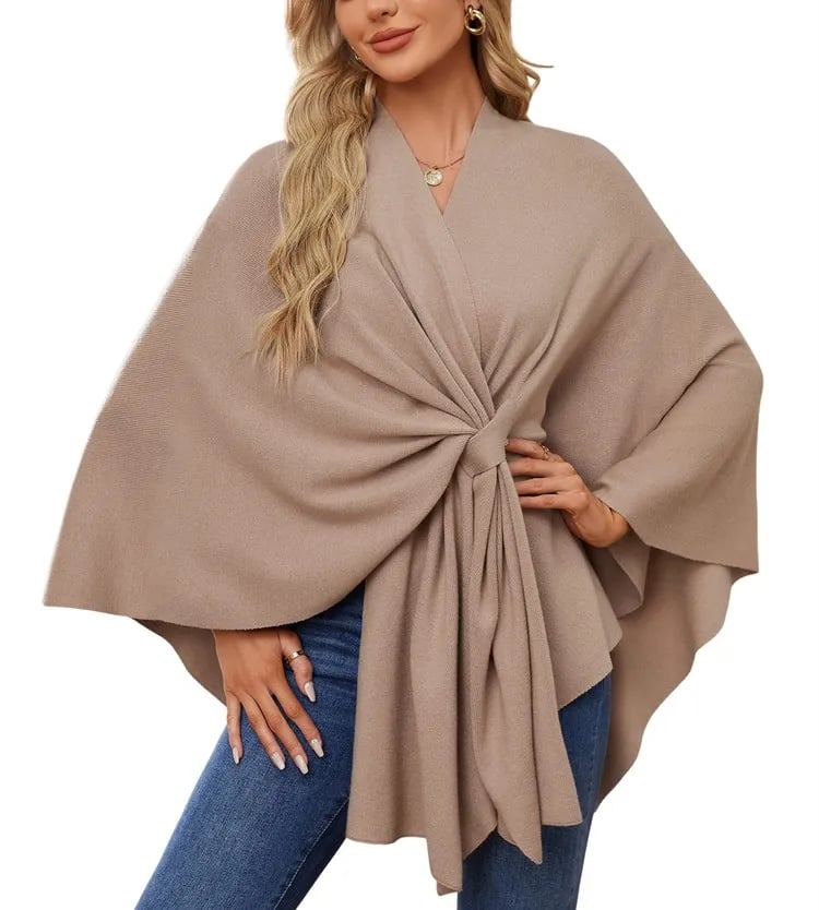 WOMEN'S ELEGANT SHAWL WRAPS SOFT OPEN FRONT PONCHO SWEATER(BUY 2 FREE SHIPPING)