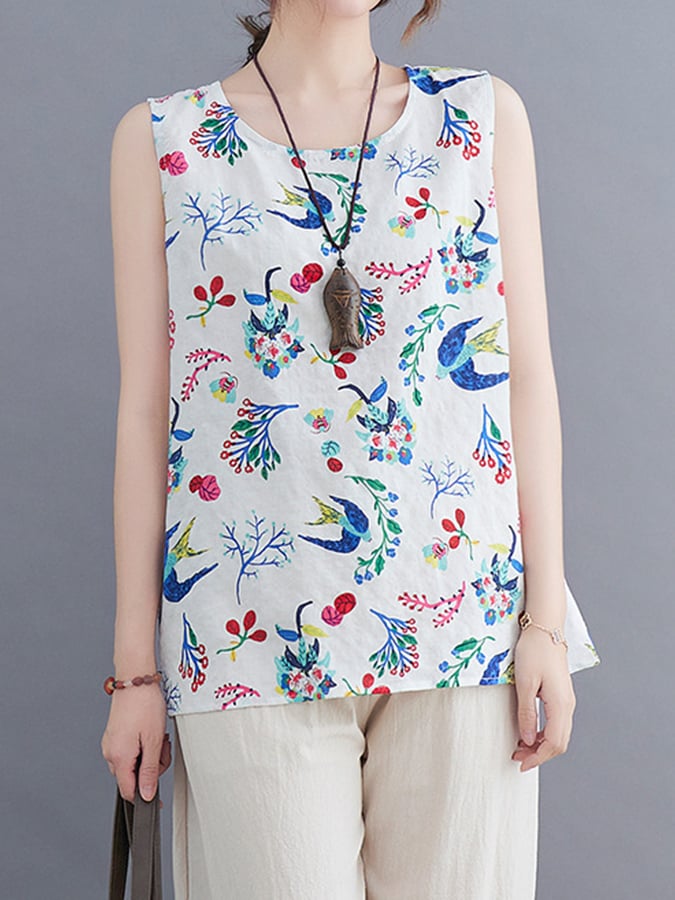 Women's Loose Floral Print Tank Top