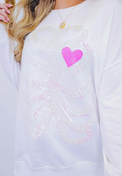 Skeleton Sequin Embellished Sweatshirt