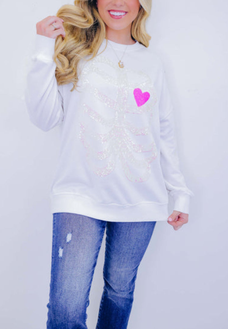 Skeleton Sequin Embellished Sweatshirt