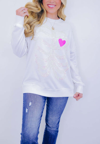 Skeleton Sequin Embellished Sweatshirt