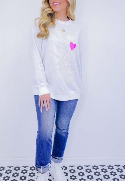 Skeleton Sequin Embellished Sweatshirt