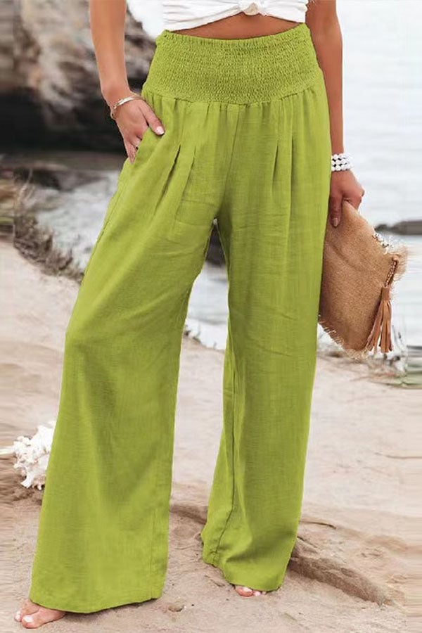 Women's Fresh Air Linen Blend Pocketed Smocked Pants