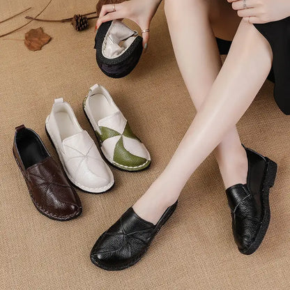 LetcloTM Colorful Stitching Leather Orthopedic Slip-On Shoes