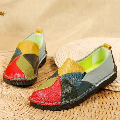 LetcloTM Colorful Stitching Leather Orthopedic Slip-On Shoes