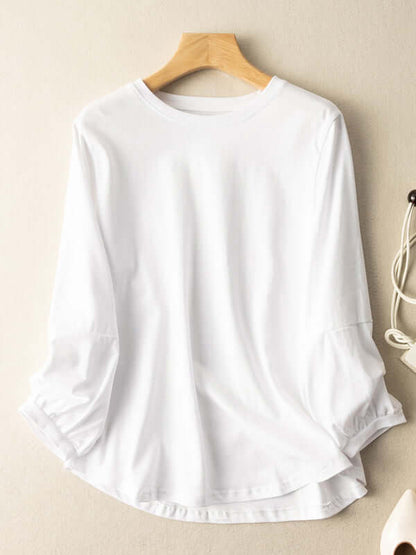 100% Natural Material Vintage Casual Loose Bottoming Shirt