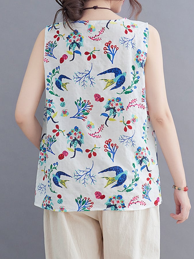 Women's Loose Floral Print Tank Top