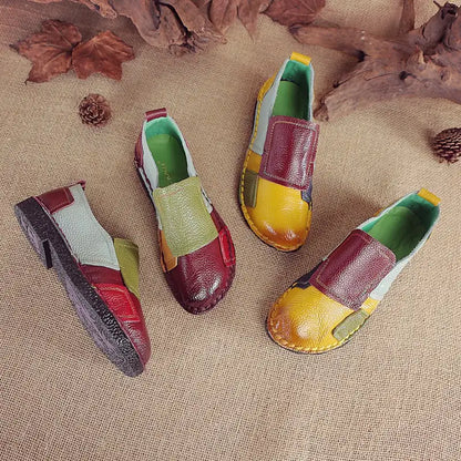 LetcloTM Colorful Stitching Leather Orthopedic Slip-On Shoes