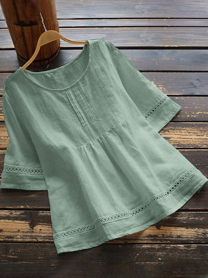 Women's Casual Solid Color Linen Top