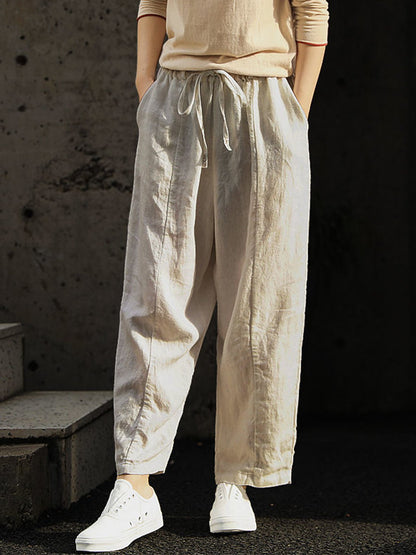 Women's Pure Color Elegant Casual Cotton Pants