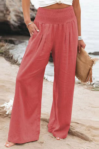 Women's Fresh Air Linen Blend Pocketed Smocked Pants