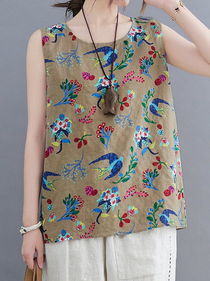 Women's Loose Floral Print Tank Top