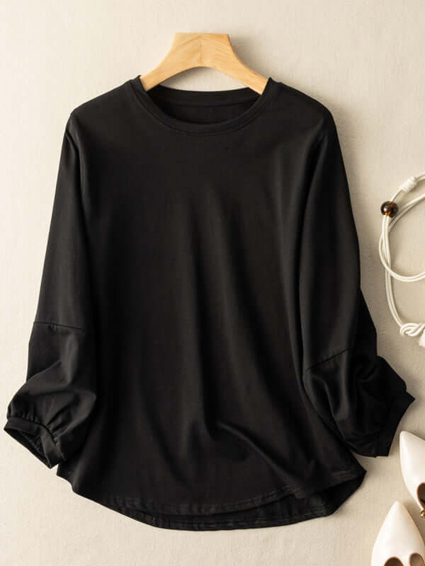 100% Natural Material Vintage Casual Loose Bottoming Shirt