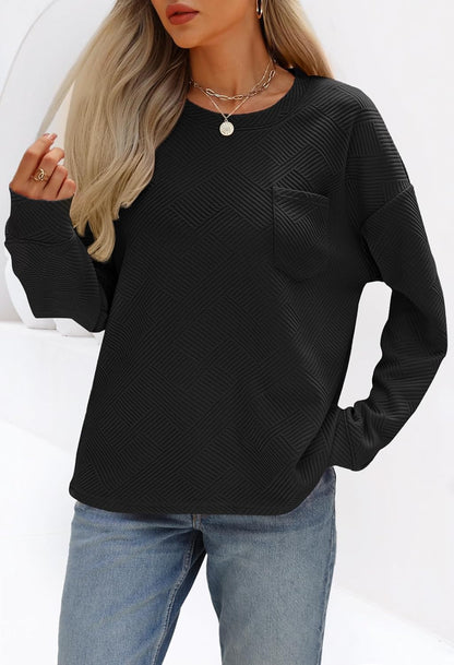 Women's 2024 Fall Long Sleeve Oversized T Shirt Casual Crewneck Basic Textured Pullover Sweatshirt Tops