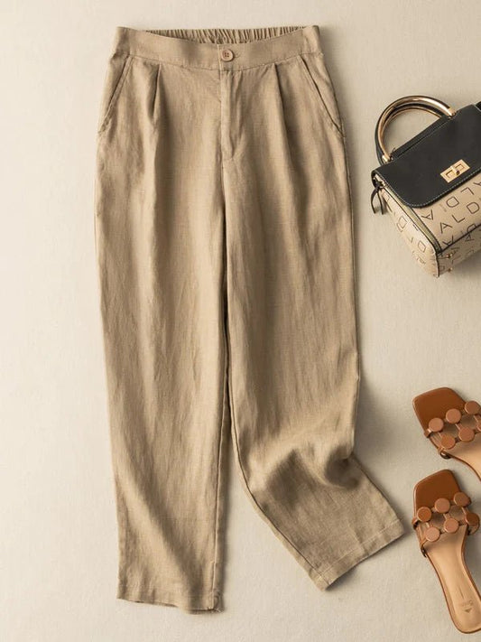 Pure Color Casual Linen Harem Shift Pants