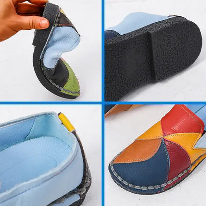 LetcloTM Colorful Stitching Leather Orthopedic Slip-On Shoes