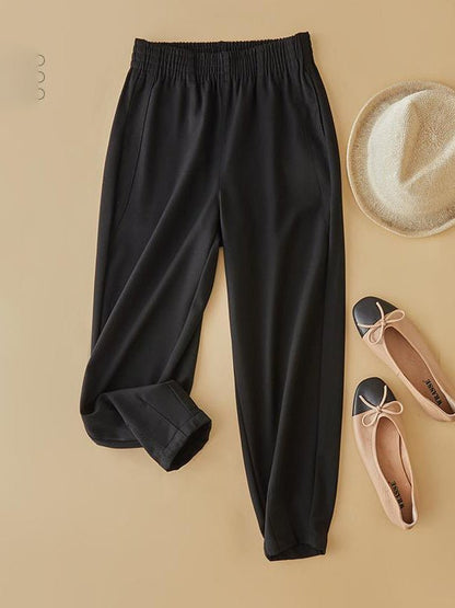 Solid Color Loose High Waist Ladies Contour Suit Pants