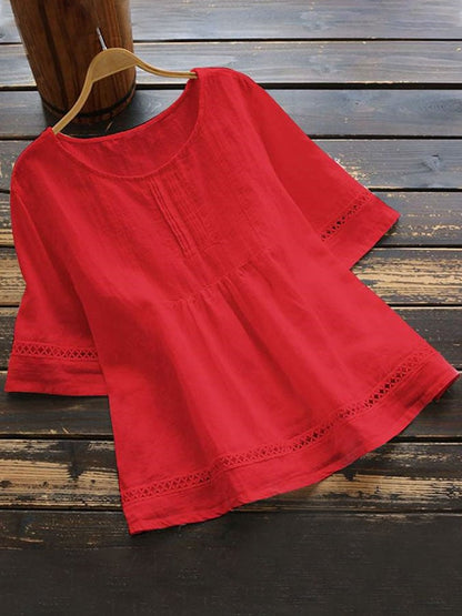 Women's Casual Solid Color Linen Top