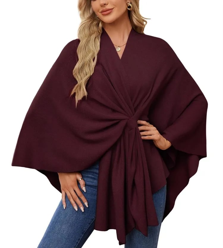 WOMEN'S ELEGANT SHAWL WRAPS SOFT OPEN FRONT PONCHO SWEATER(BUY 2 FREE SHIPPING)