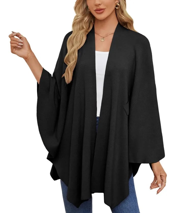 WOMEN'S ELEGANT SHAWL WRAPS SOFT OPEN FRONT PONCHO SWEATER(BUY 2 FREE SHIPPING)