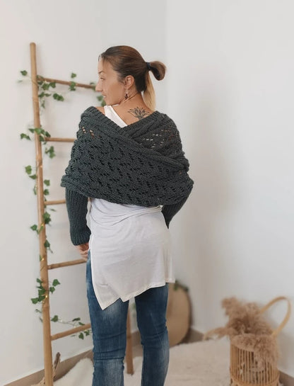 🧣🧣Knitted Cable Wrap, Shrugs For Women, Knitted Wrap