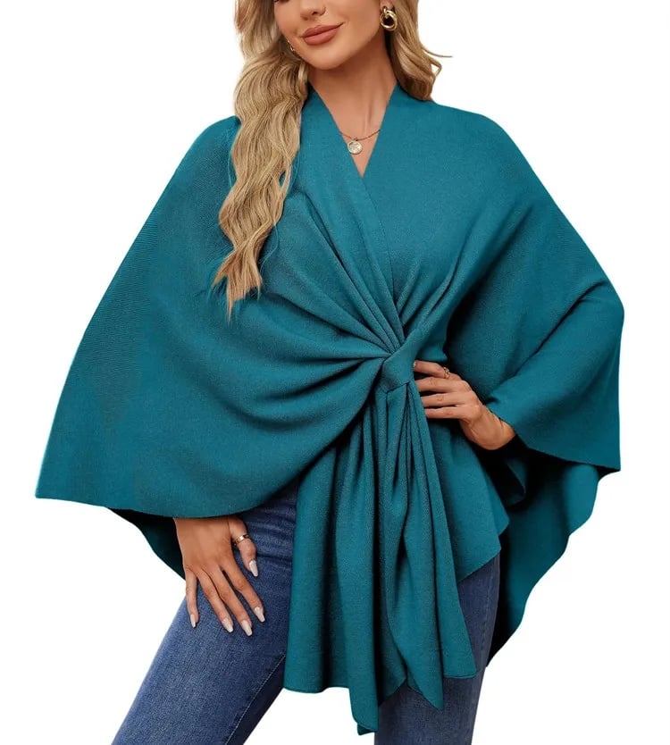 WOMEN'S ELEGANT SHAWL WRAPS SOFT OPEN FRONT PONCHO SWEATER(BUY 2 FREE SHIPPING)