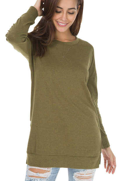 Women's Long Sleeve Side Slit Loose Tops (Buy 3 Free Shipping)