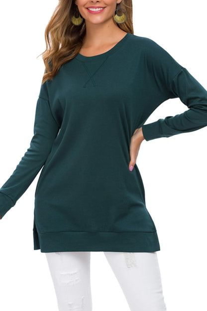 Women's Long Sleeve Side Slit Loose Tops (Buy 3 Free Shipping)