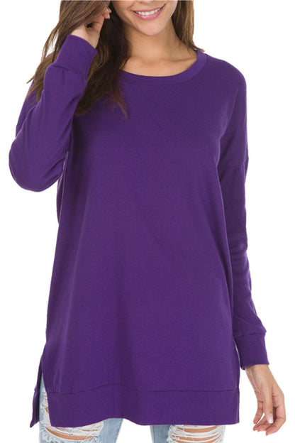 Women's Long Sleeve Side Slit Loose Tops (Buy 3 Free Shipping)