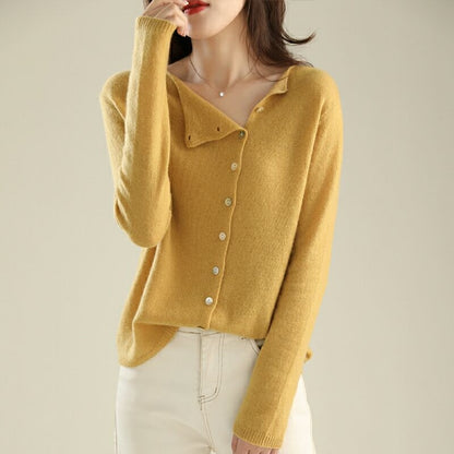 Multi-Colored Plain Long Sleeve Sweater with Skin-Friendly Texture