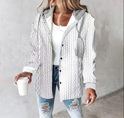 Women's Plaid Coat Breasted Hooded Jacket Sweatshirt Jacket Coat Women Light Jackets Comfy Hoodie