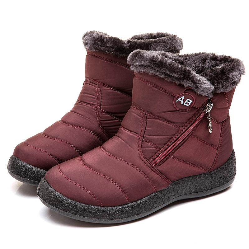 Women Winter Snow Boots Ankle Short Boots Slip On Waterproof Outdoor Women Ankle Boots Fur Lined Warm Shoes