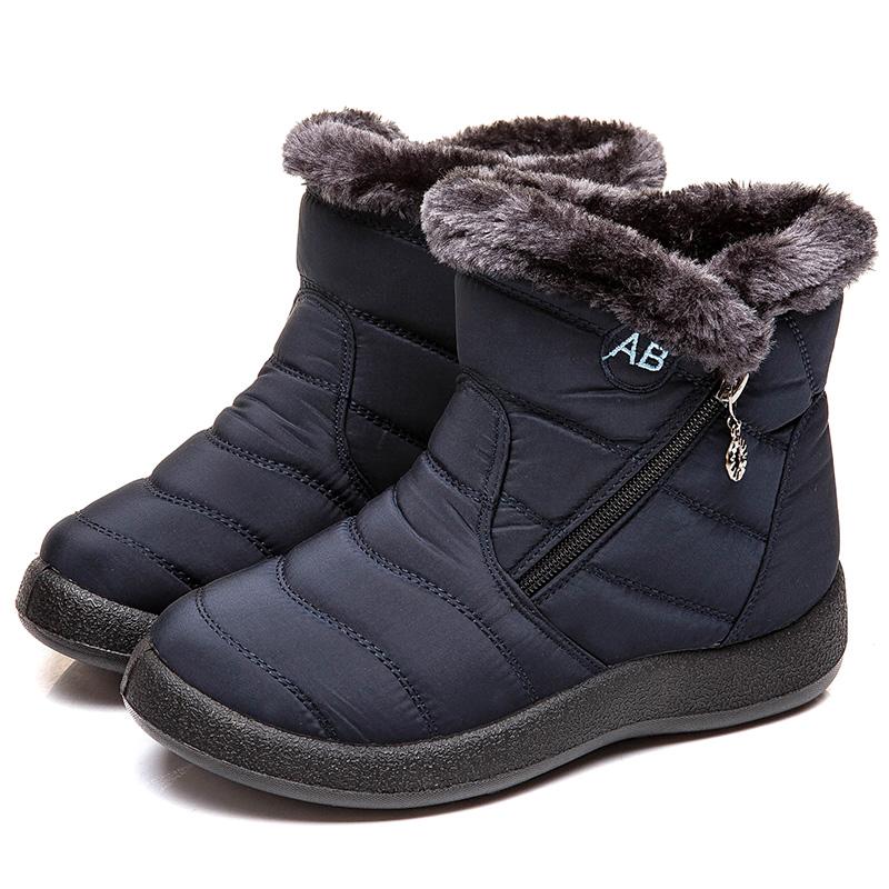 Women Winter Snow Boots Ankle Short Boots Slip On Waterproof Outdoor Women Ankle Boots Fur Lined Warm Shoes