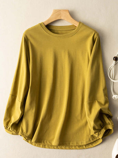 100% Natural Material Vintage Casual Loose Bottoming Shirt