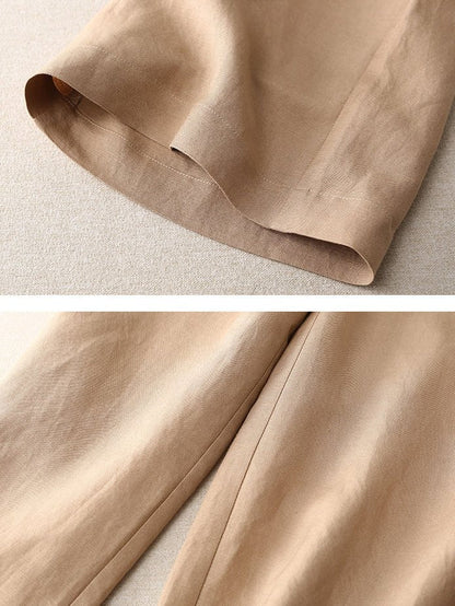 Loose Linen High Waist Solid Wide Leg Pants