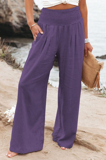 Women's Fresh Air Linen Blend Pocketed Smocked Pants