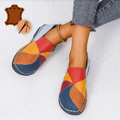 LetcloTM Colorful Stitching Leather Orthopedic Slip-On Shoes