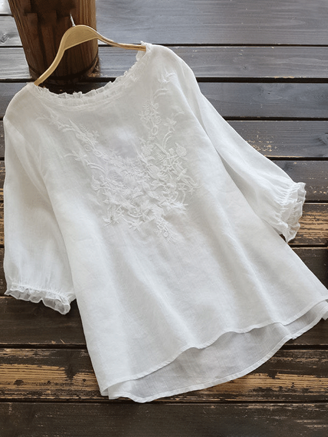 Women's Loose Puff Sleeve Ruffle Casual Top