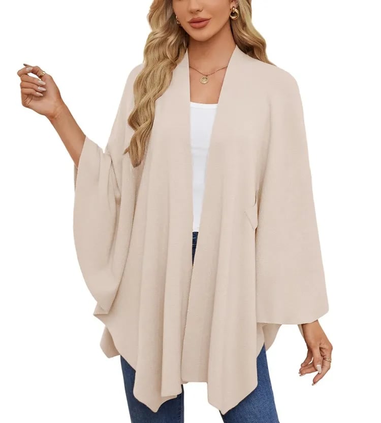 WOMEN'S ELEGANT SHAWL WRAPS SOFT OPEN FRONT PONCHO SWEATER(BUY 2 FREE SHIPPING)