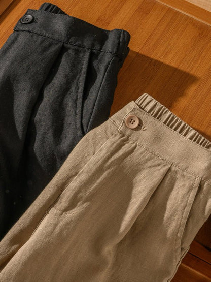 Pure Color Casual Linen Harem Shift Pants