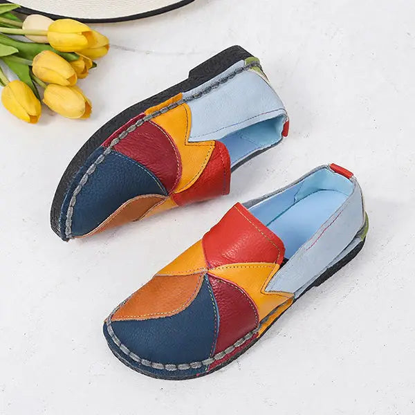 LetcloTM Colorful Stitching Leather Orthopedic Slip-On Shoes