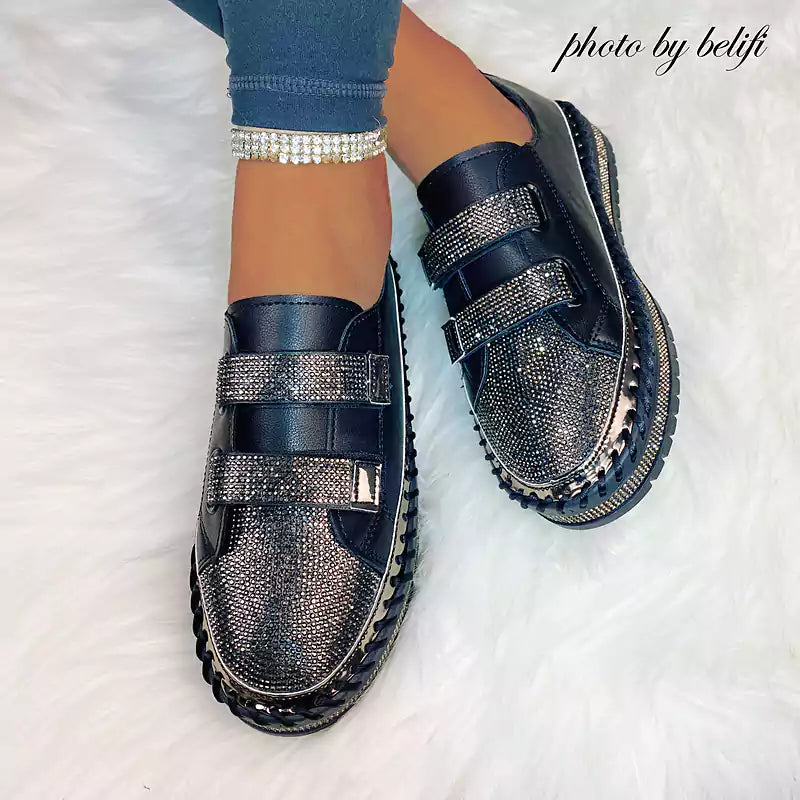 LetcloTM  Versatile Flat Bottom Rhinestone Casual Shoes