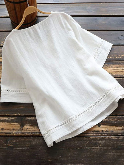 Women's Casual Solid Color Linen Top