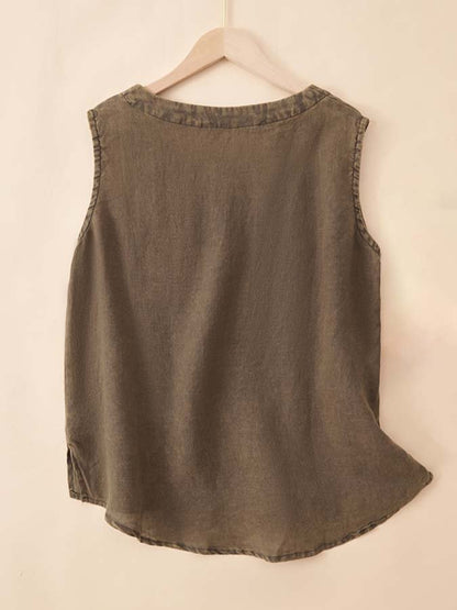 Women's Cotton Linen Casual Sleeveless Top