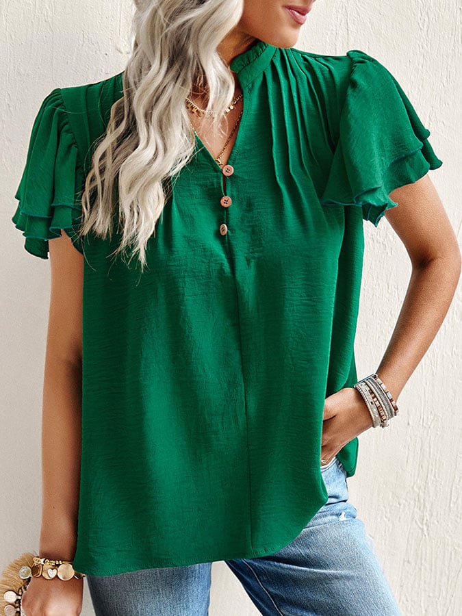 Temperament and elegant ruffle top